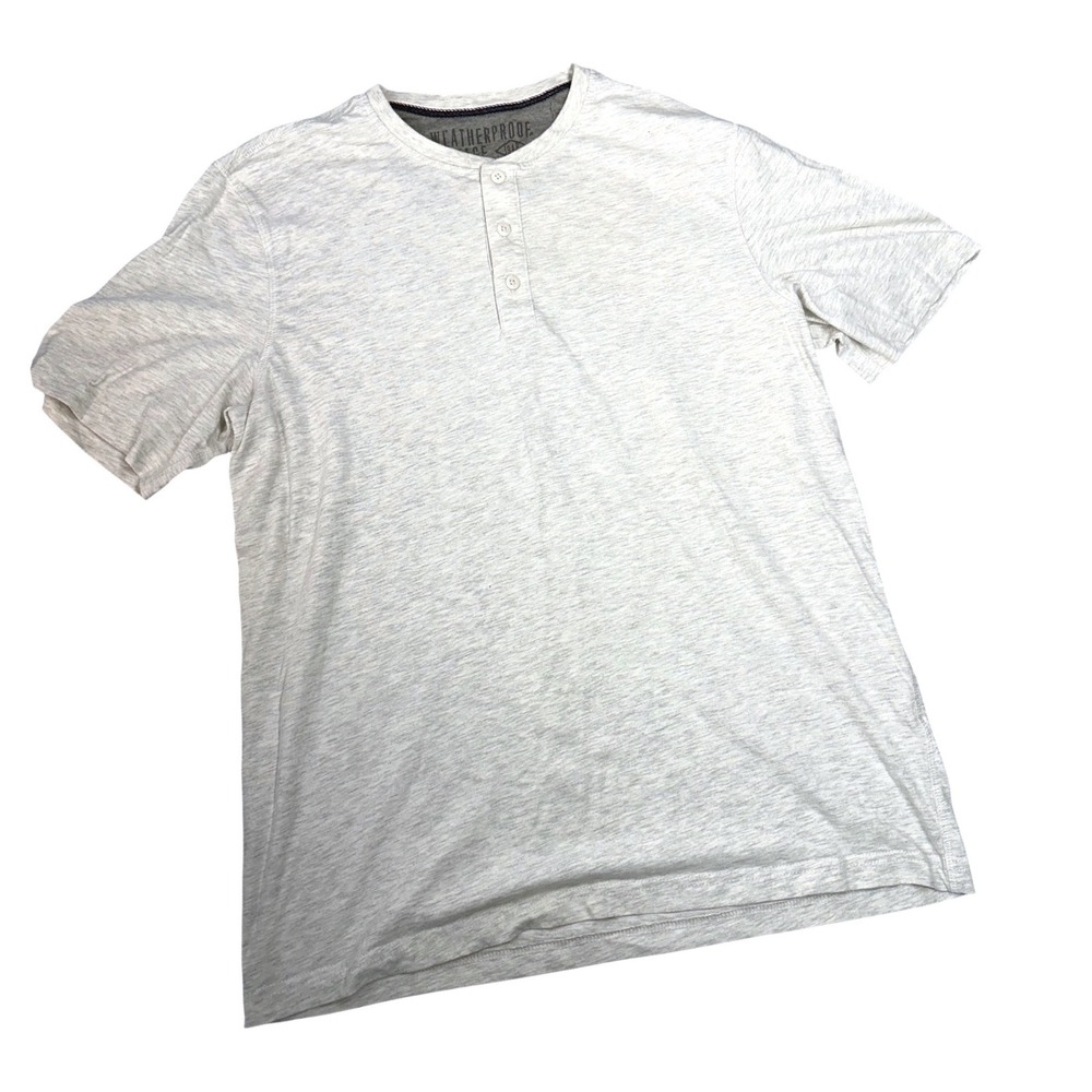 Weatherproof Vintage Mens XL Gray Heathered Short Sleeve Henley Cotton Blend